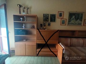 Cameretta con letto a divano, libreria e armadio