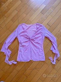 Maglia rosa confetto in filo