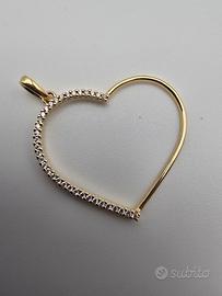 Ciondolo Cuore Oro 18 Kt e Zirconi