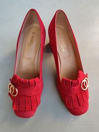 Scarpa décolleté donna camoscio rosso 38