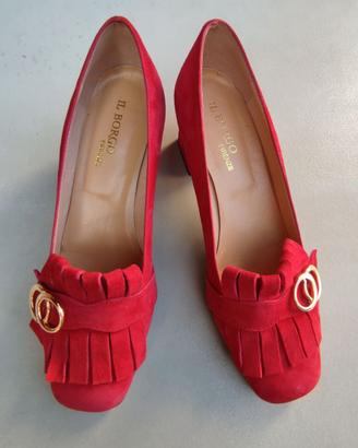 Scarpa décolleté donna camoscio rosso 38