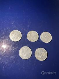 5 Monete 10 Lire Spiga 1956 Repubblica Italiana