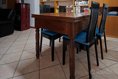 Tavolo Piemontese a libro ANTIQUARIATO 4 sedie