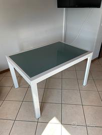 Tavolo da pranzo allungabile in alluminio e vetro