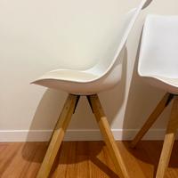 Sedie bianche ecopelle gambe legno JYSK