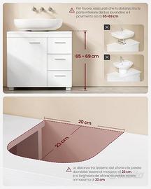 VASAGLE Mobile Sottolavabo per Bagno BBK504W01