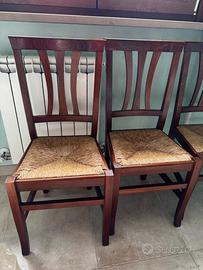 4 sedie in legno e paglia