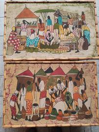 Quadri etnici dipinti a mano su tela con cornice l