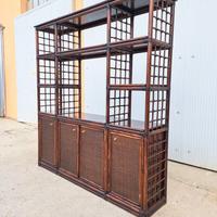 libreria bambù e legno vintage anni 70 con ante