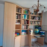 libreria a parete e scrivania porta pc 