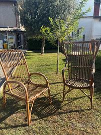 set due sedie in vimini