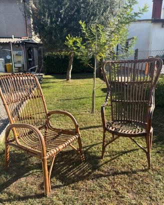 set due sedie in vimini