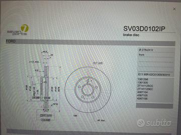 Coppia Disco Freno Anteriore Ford Transit Connect