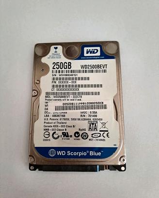 HD Western Digital WD2500BEVT  250GB