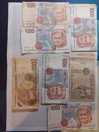 Lotto 7 banconote Italia 