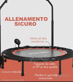 trampolino fitness con barra supporto