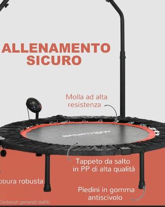 trampolino fitness con barra supporto