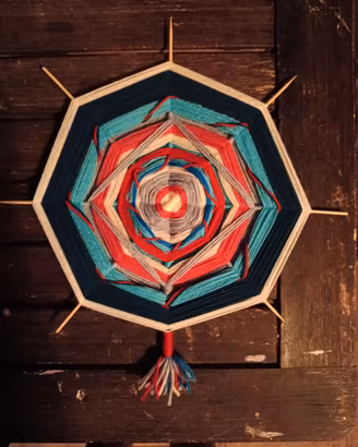 Mandala Tessile Fatto a Mano  Ojo de Dios 8 Punte