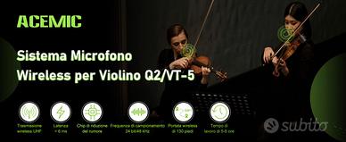 ACEMIC Dual UHF Microfono per 2 violini NUOVO