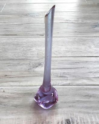 Vaso monofiore in cristallo, base argento