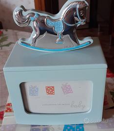 scatola portafoto argento baby nuova