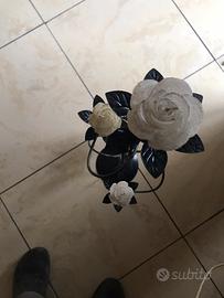 Candelabro in ferro battuto, con  candele incluse