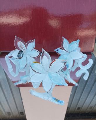 tris di fiori in vetro di murano 
