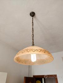 Lampadario Vintage in Vetro Decorato

