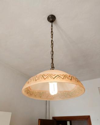 Lampadario Vintage in Vetro Decorato

