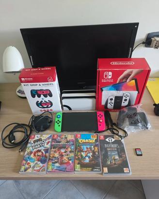 Nintendo switch OLED, 5 giochi, Kitdrip e garanzia