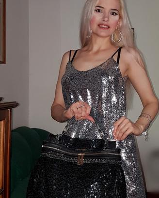 Twin-Set by Simona Barbieri borsa nero paillettes