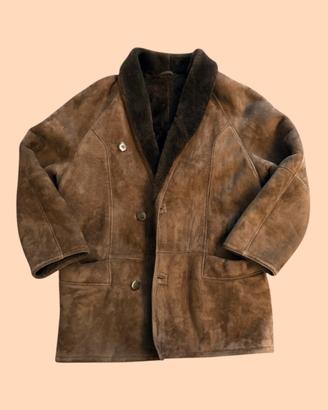 Shearling Montone Vintage Marrone Pelliccia Pelle