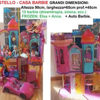 BARBIE CASTELLO GRANDE 90cm + BAMBOLE Barbie +AUTO