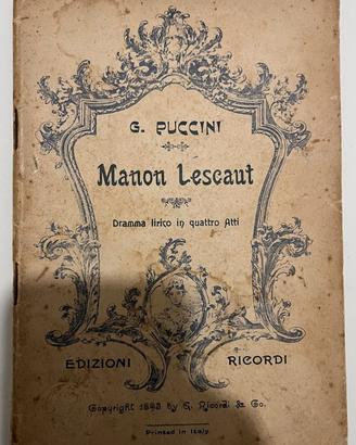 Libretto d'opera - RICORDI PRIMI DEL 1900 - G. Puc