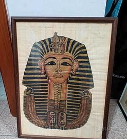 Quadro faraone Tutankhamon su papiro egizio
