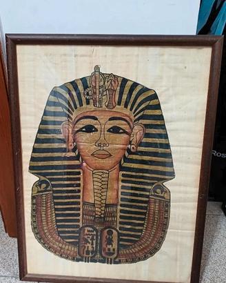 Quadro faraone Tutankhamon su papiro egizio