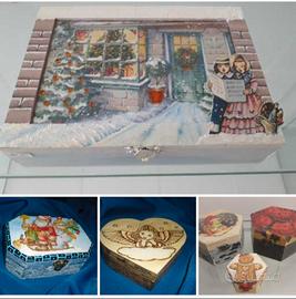 Scatole di legno natalizie artigianali