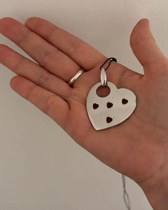 cuore argento 925  grande da collana