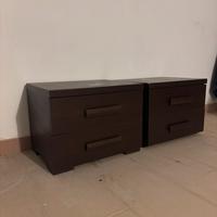 Coppia Comodini Moderni Wengé/Marrone Scuro