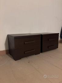 Coppia Comodini Moderni Wengé/Marrone Scuro