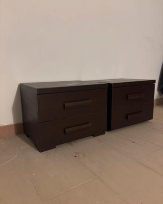 Coppia Comodini Moderni Wengé/Marrone Scuro