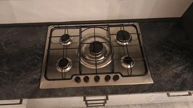 Piano cottura a gas 5 fuochi in acciaio inox