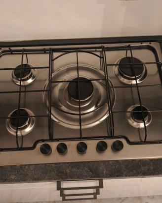 Piano cottura a gas 5 fuochi in acciaio inox