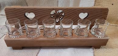 Porta bicchierini da grappa/amaro in legno – da 6