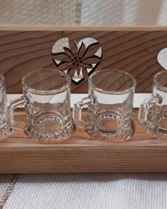 Porta bicchierini da grappa/amaro in legno – da 6