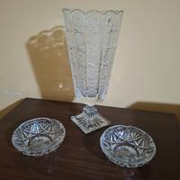 Vaso di cristallo + 2 posacenere