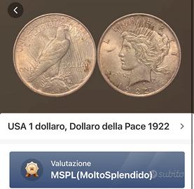 Monete 1 dollaro  moneta della pace