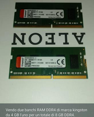 2 BANCHIi RAM DDR4  Kingston