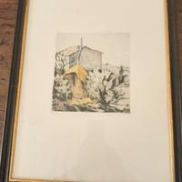  Incisione Casolare con Paesaggio 