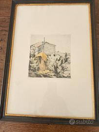  Incisione Casolare con Paesaggio 